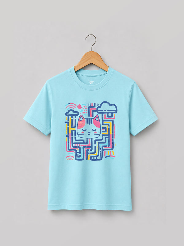 KIDS ROUND NECK - PUZZLE CAT