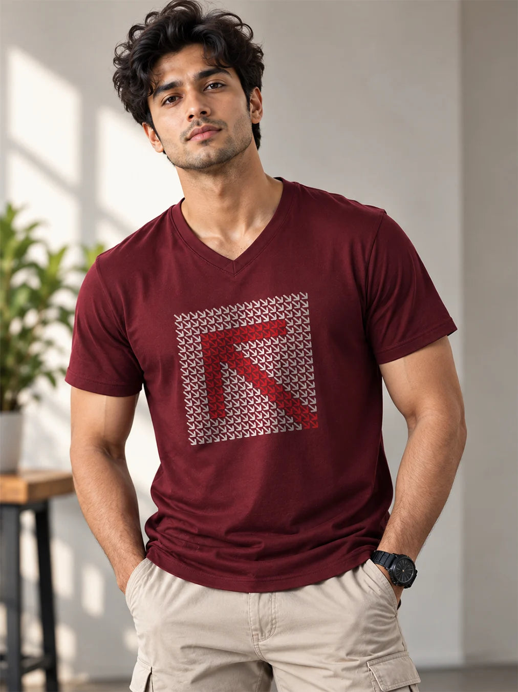 V NECK - RED ARROW
