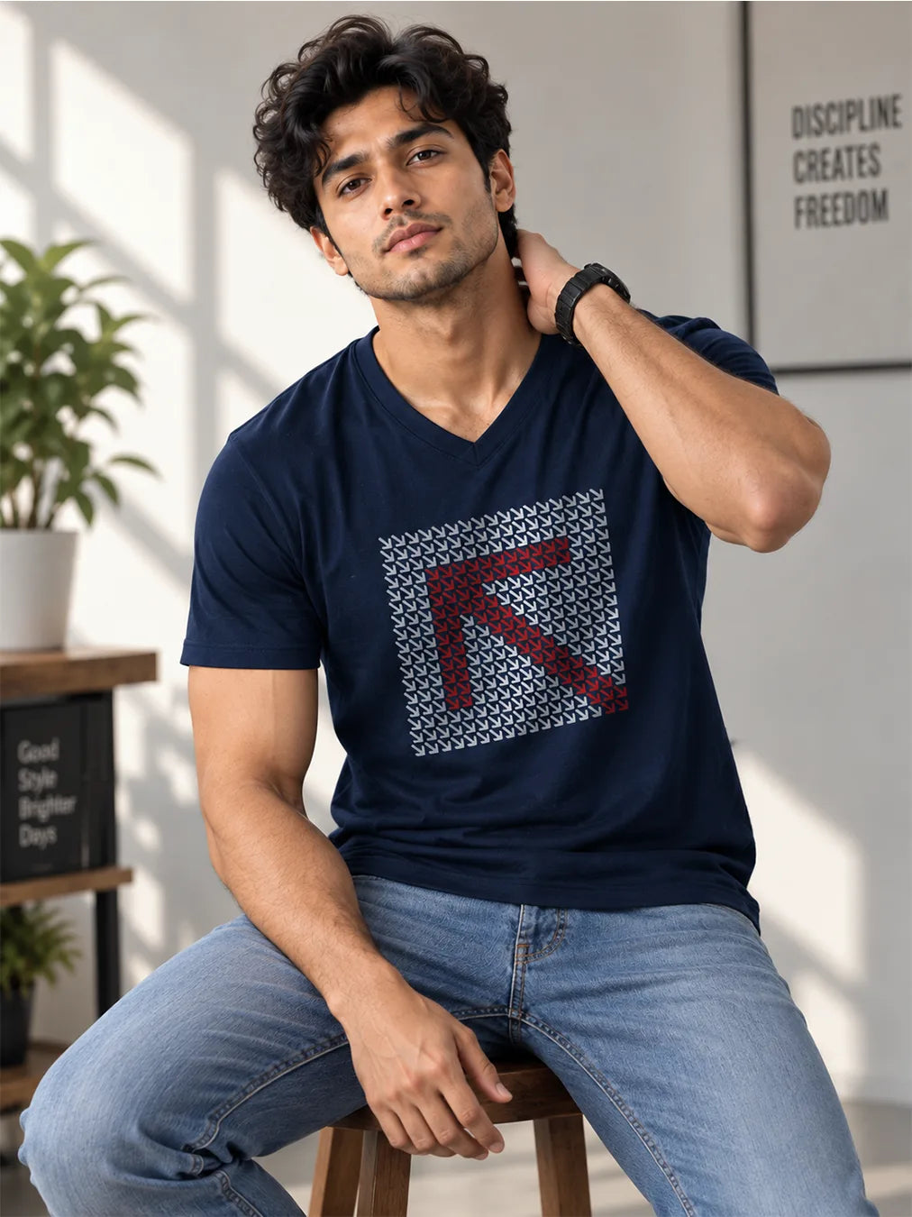 V NECK - RED ARROW