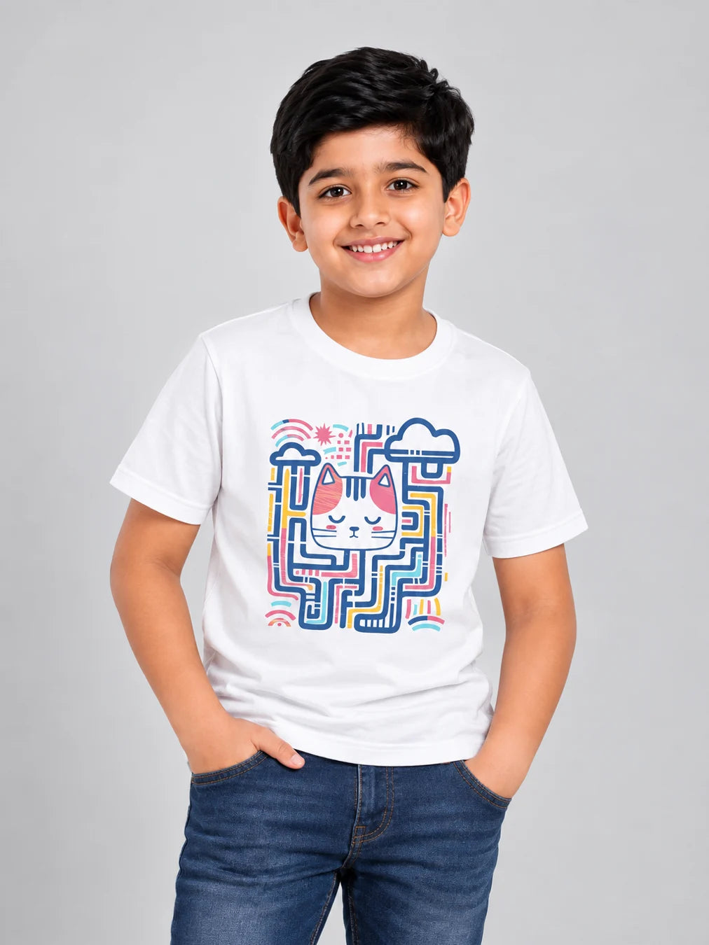 KIDS ROUND NECK - PUZZLE CAT Secondary image